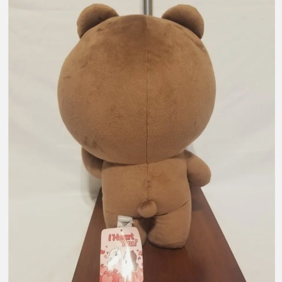 16" Line Friend Licensed Brown Bear Plushie With Red Heart Valentine New Tag - Picture 4 of 8